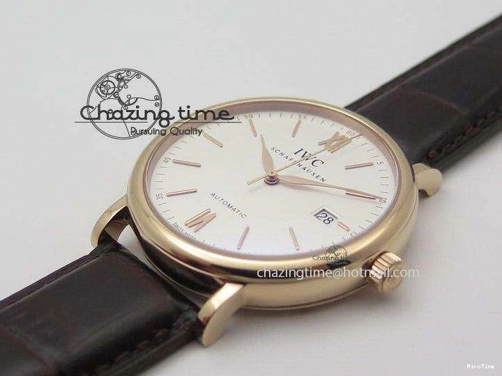 MIROTIME 1223 Modern Portofino SCHAFFHAUSEN RG MKF 1:1 V2 Best Edition White Dial On Brown Leather Strap A 7344